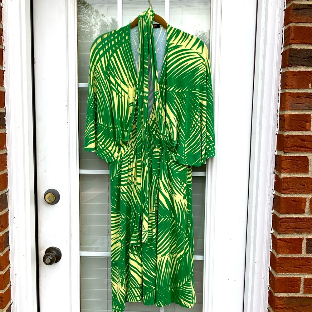 Green Leaf Print Dress